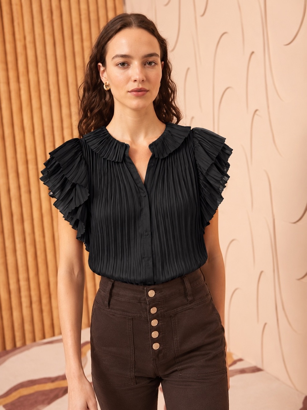 Ulla Johnson Women’s Elli Top/Blouse in Noir (Black) Size 4